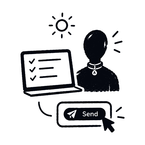 In the morning the agent shows a finished checklist; a Send button waits for your click.